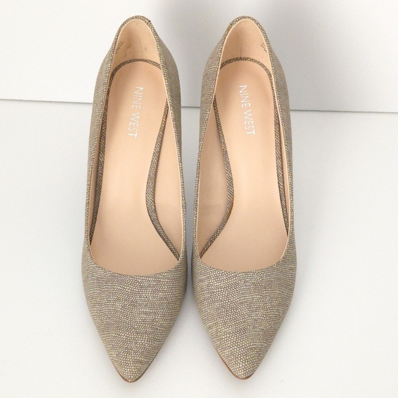Nine West Beige Brown Snake Print Pointed Toe Gwendle Stiletto Pump High Heels - Picture 2 of 8